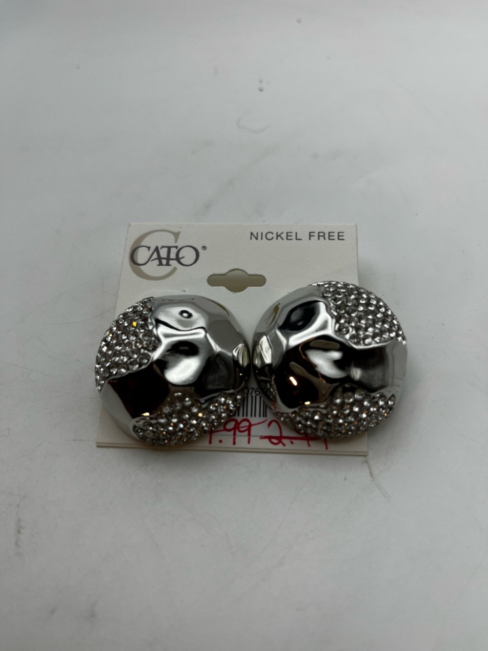 Cato Silver Crystal-Accented Round Clip Earrings